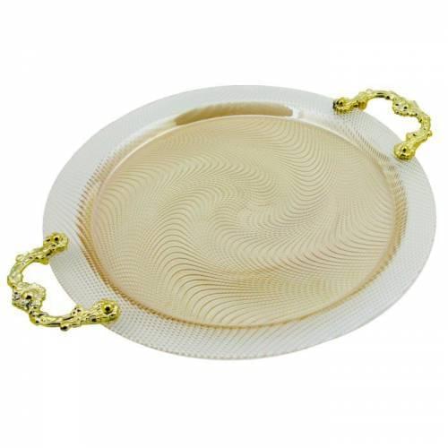 Glass Tray Chocolate Presentation Tray Pouring Gift Decorative Glass Round Tray 33 cm Home Dekerasyonu