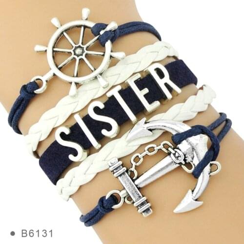 Wedding Engagement Gift Infinity Love Brother Best Friends Little Middle Big Sister Bridesmaid Leather Wrap Bracelets for Women