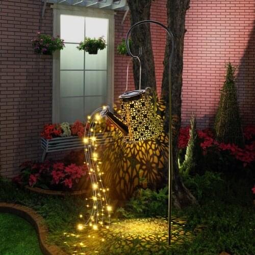 LED Solar Shower Watering Can String Lamp Metal Waterproof Water Sprikle Light Lawn Lamp Garden Landscape Path LED String Lights