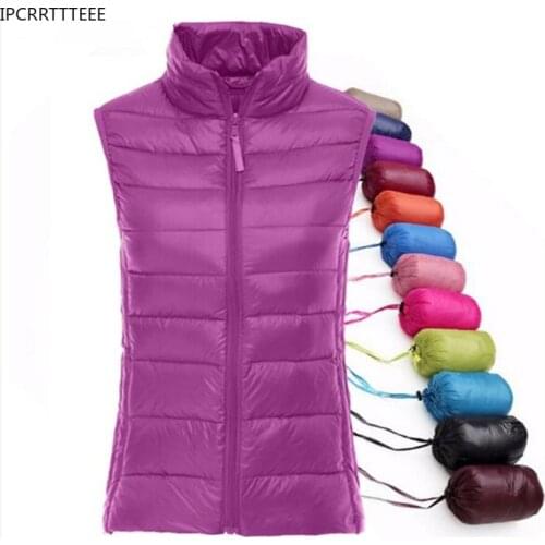 Spring Autumn Women 90% White Duck Down Vest Waistcoat Soft Warm Thin Ultra Light Waistcoat Jacket Female Portable Vest Coat