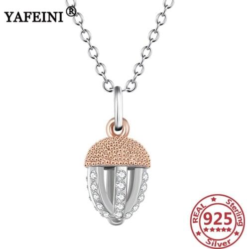 YFN 925 Sterling Silver Pine Cones Necklace Cubic Zircon Pendant Necklaces 925 Womens Jewelry Mothers Day Gift Graduation Gift