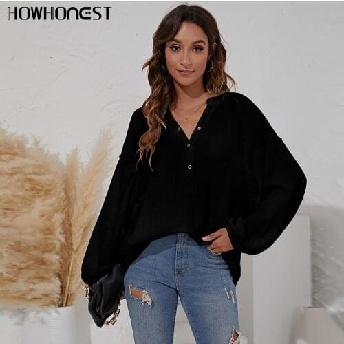 Za Womens T-shirt Autumn New Product V-neck Womens Casual Solid Lantern Long-sleeved Pulovers Plus Size Top Female Blouse Tees