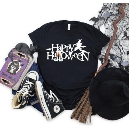 Happy Halloween witch Halloween Party T-shirt Funny Fashion Casual Cotton Round Neck Female Shirt Short Sleeve Top Tees y2k goth
