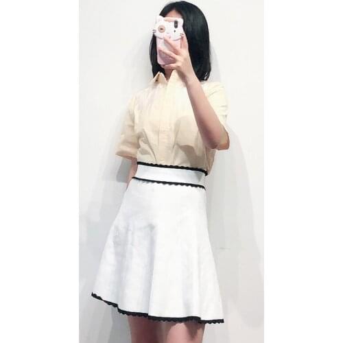 Patads French Casual Short Sleeve embroidered shirt spring and summer college style female Ouyang Nana same e19ivors