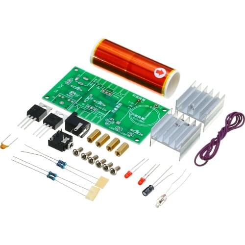 1Set DC 15-24v 15W DIY Mini Tesla Coil Plasma Speaker Electronic Kit With Metal Film Resistor + Stainless Ball + Power Socket