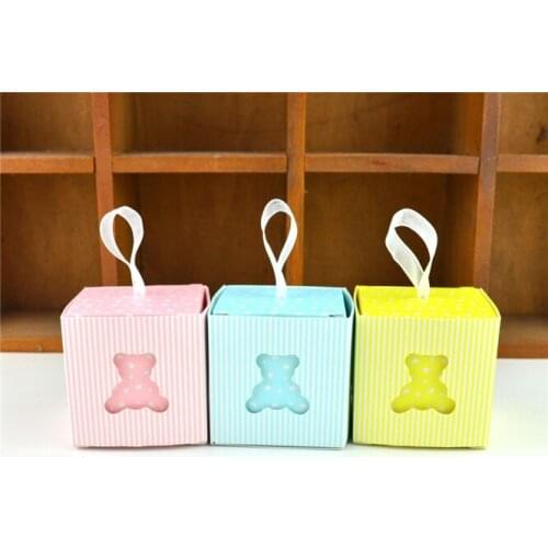 1000pcs wholesale Lovely Bear Laser Cut Hollow Favors Gifts Candy Boxes With Ribbon Baby Shower Wedding Party Supplies creative