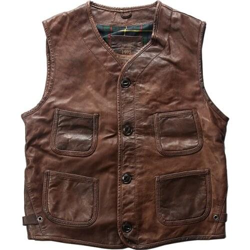 320 Read Description! Asian Size Super Quality Sheep Leather Vintage Waistcoat Mens Sheep Stylish Casual Vest