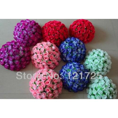 4pcs/lot 38cm Artificial Silk Rose Hanging Flower Balls For Wedding Decoration