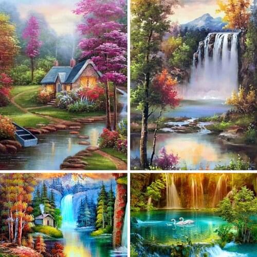 DIY 5D Diamond Painting Waterfall Set Landscape Cross Stitch Full Drill Square Embroidery Sale Mosaic Art Picture Crystal Gift