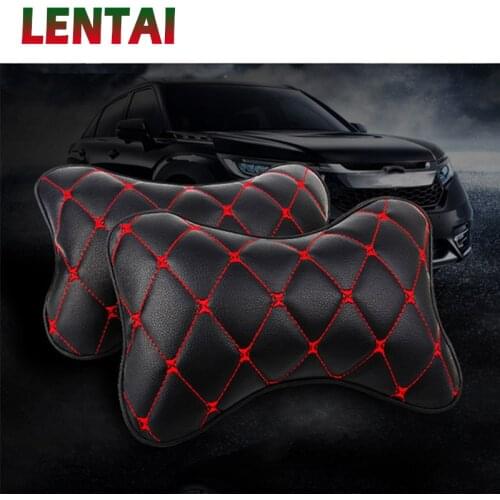 LENTAI For Hyundai solaris i30 tucson 2017 ix35 accent Mitsubishi asx lancer Cadillac NEW 1Pc Car neck pillow Leather Headrest