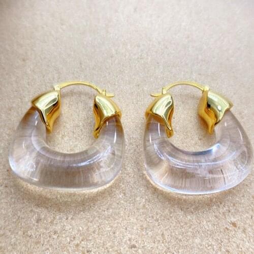 New Resin European And American Personality Big Earrings Female 18K Real Gold Electroplating Fashion Earrings Jewelry