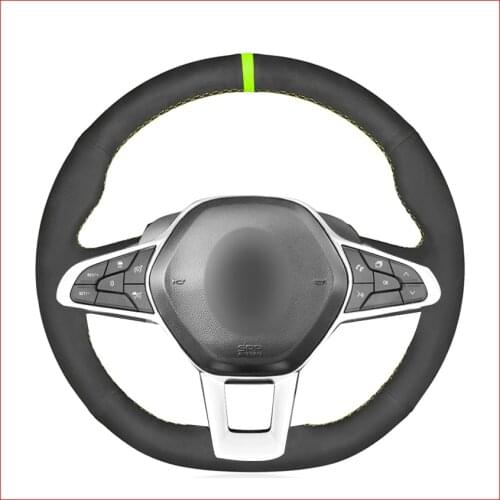 Black Suede Hand Sew Soft Wrap Car Steering Wheel Cover for Renault Clio 5 (V) 2019-2020 Zoe 2019-2020 Captur Accessories