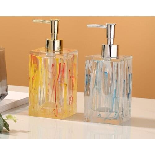 Bathroom Liquid Soap Dispenser Resin Shampoo Shower Gel Bottle 304 SUS Press Type Head For KTV Beauty Salon Bath Hardware