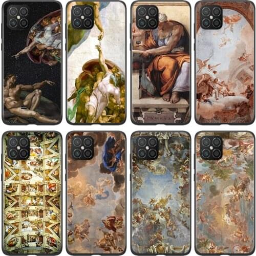Art Fresco Michelangelo For Huawei Nova 8 7 6 SE 7i 5T 5i 5Z 5 4E 4 3i 3E 3 2i 2 Lite 2 Pro 2017 Black Soft Phone Case