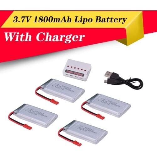 Hot Battery 4Pcs 3.7V 1800mAh Lipo Battery JST Plug High Capacity For Drone RC Quadcopter