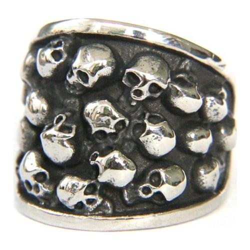 New Design Cool Skull Ring 316L Stainless Steel Hot Mens Ring Fashion Punk Band Party Skeleton Biker Ring