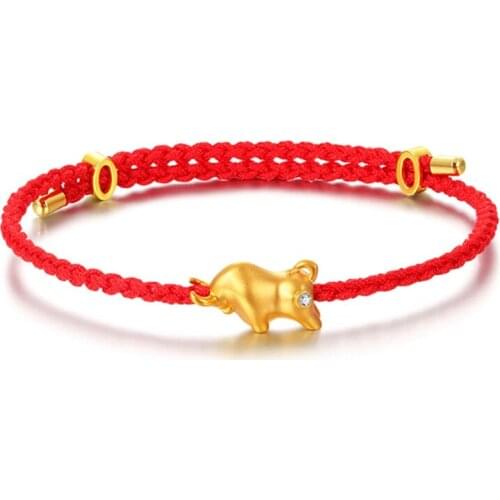 Red Thread for Hand Copper Gold Color Bracelet Red Thread String Rope Bracelets for Women Gold Zodiac Ox