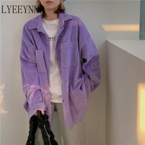 Женские вельветовые рубашки LYEEYNNR China At AliExpress
