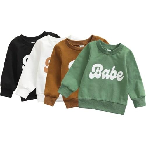 New Baby Girls Boys Sweatshirt Tops Outfits 0-3Y Letter Printed Long Sleeve Pullover Outwear