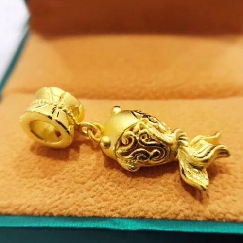 New Arrival Pure 999 Gold Yellow Gold Pendant Hollow Fish Necklace Pendant 2.6g