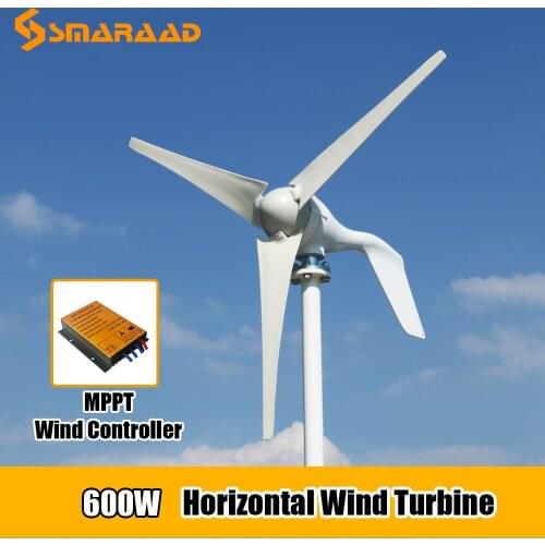 New Arrival Free Energy 3 Blades 400W 12V 24V Wind Turbine Generator Low Wind Speed Start With MPPT Controller Homeuse Lamps