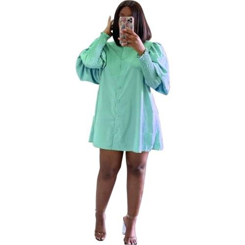 Solid Color Elegant Fashion Shirts Blouses High Quality Office Lady French Vintage Puff Long Sleeve Women Dresses Spring Autumn