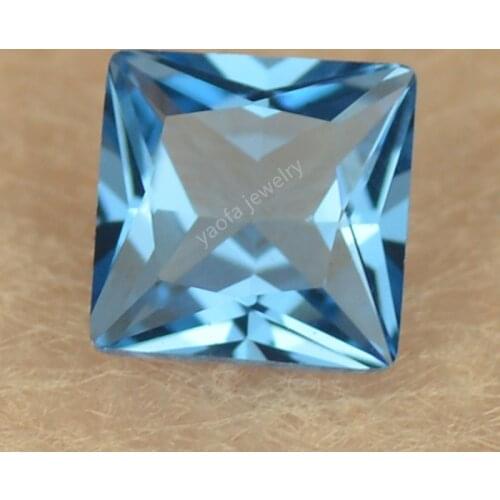 Wholesale 2x2~12x12mm 120# Middle Blue Loose Square Princess Shape Lab Grown Synthetic Spinel Gems Stones For DIY Jewelry
