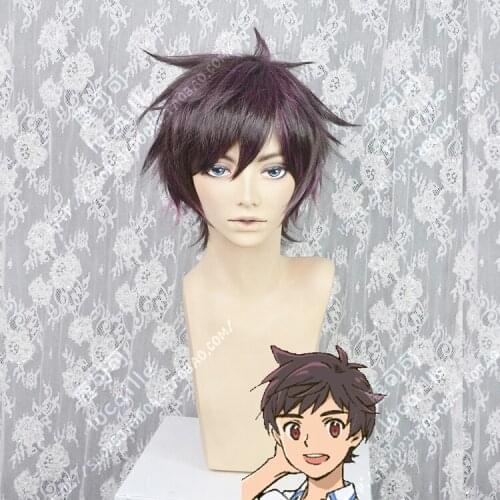 Anime Sarazanmai Kazuki Yasaka Light Purple Short Synthetic Hair Cosplay Costume Wigs + Wig Cap
