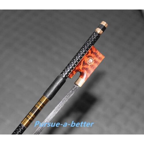 Pro light carbon fiber 4/4 violin fiddle bow copper parts black horse hair bow