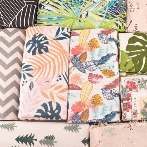 QUANFANG Printed,Cotton Linen Fabric For DIY Quilting,Sewing ,Sofa,Table,Clothes,Curtain,Cushion Hold Pillow Case,Half Meter