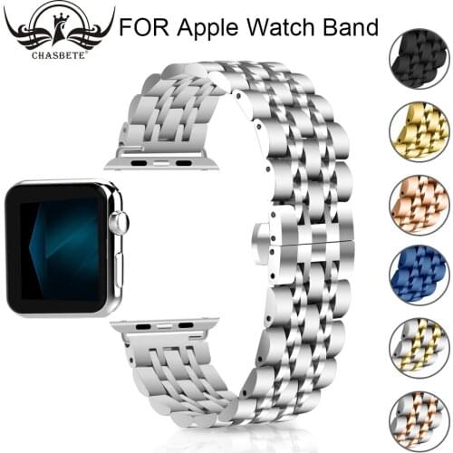 Stainless Steel Strap for Apple Watch Band 38mm 42mm 7 Links Bracelet Smart Watch Strap for Apple Watch Series 1 2 3 4 40mm 44mm