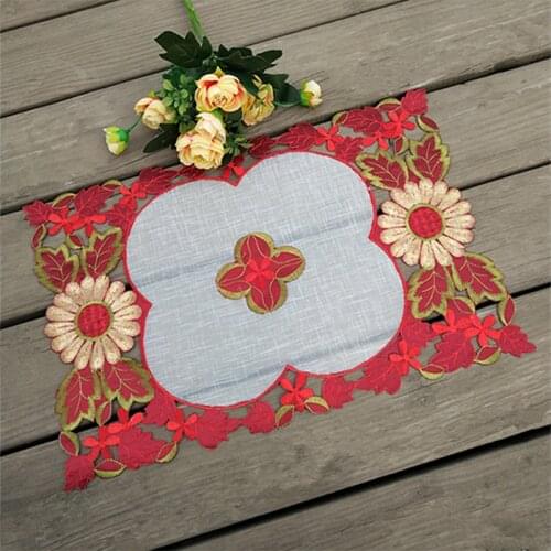 Luxury embroidery lace table place mat cloth coffee pad cup Christmas tea drink coaster placemat cotton doily dining mug kitchen