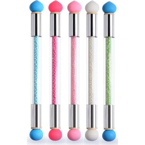 Silicone Gradient Blooming Nail Brush Pen DIY Colorful Rhinestones Shading Drawing Painting Pen Manicure Nail Tools YW92921