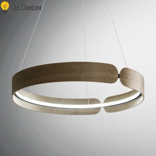 Modern Round LED Pendant Lights Lighting Indoor Decor Bedroom Restaurant Dining Room Wooden Pendant Lamp Kitchen Hanging Lamps