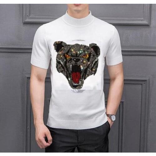 Rhinestones Sweater Men Casual O-neck Pull Homme Knitted Diamond stone Pullover Men Autumn Winter Fashion Jumper Sweaters