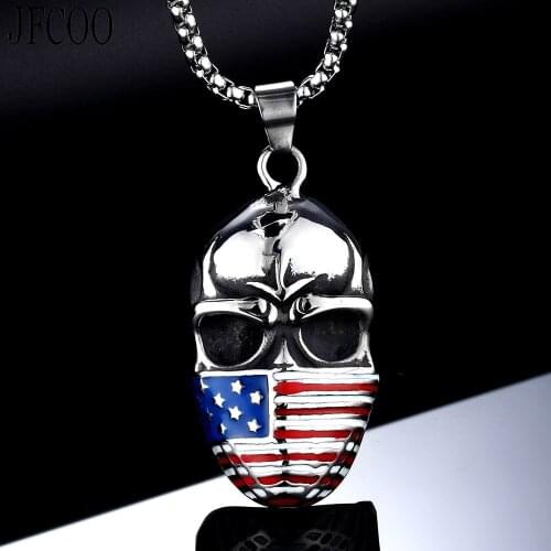 Titanium Steel Hip-hop Skull pendant necklaces punk style long cuban chain necklace men Unique jewelry Dropshipping