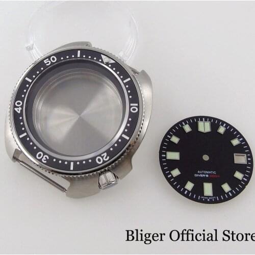 BLIGER 200M Waterproof Diving 41mm Watch Case fit NH35A Flat Sapphire Glass Screwdown Crown Solid Back