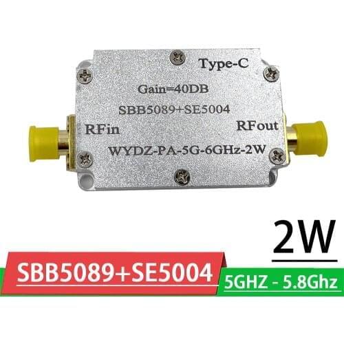 SBB5089+SE5004 5GHZ - 5.8Ghz 2W High Power Linear RF amplifier FPV image transmission signal FOR Ham Radio WIFI Jammer 5.2G 5G