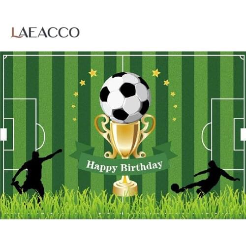 Green Backgrounds For Photography Soccer Football Championship Trophy Stripes Birthday Party Poster Photo Backdrop Photo Studio