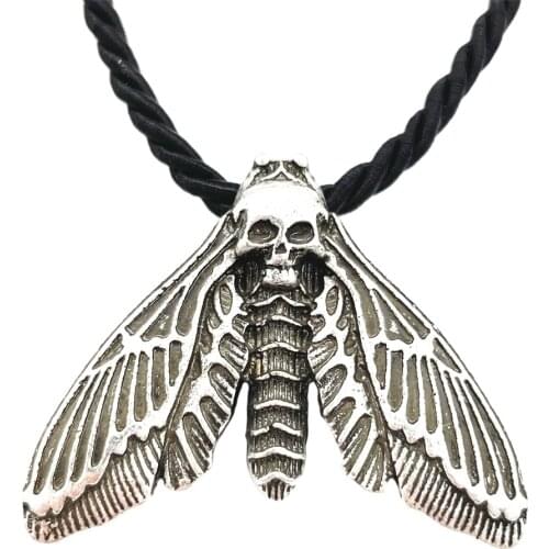 Gothic Accessories Death Moth Jewelry Butterfly Pendant Skull Necklace Goth Jewlery For Christmas Gift