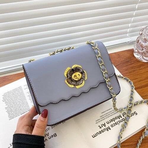 Blue Luxury Lady Shoulder Bags Handbags Women Designer Brand Flap Bags Flower Solid Soft Chain Leather Crossbody Bags