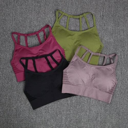 NORMOV Women Yoga Seamless Sports Bra Fitness Push up Crop Top Femme Sportswear Workout Solid Color sports wear for women gym