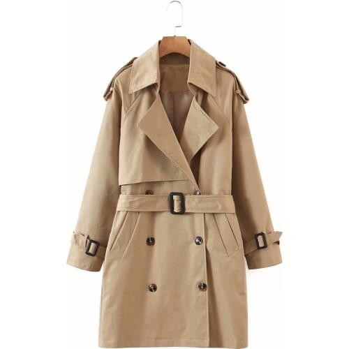 ZXQJ Lady Long Trench Coat 2021 Automn Fashion Pocket Overcoat Women Windbreaker Female Casual Khaki Outerwear