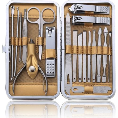19Pcs/Set Pedicure Manicure Kit Professional Sharp Nail Clippers Stainless Steel Nail Cutter Set Tools With Super Case