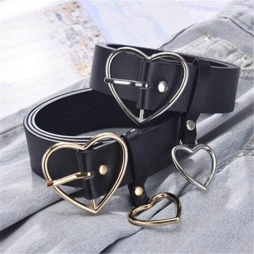 2021New 105x3.3cm Metal Buckle Heart Belt PU Leather Belts for Women Waistband Wedding Party Dress Jeans Decor For Ladies