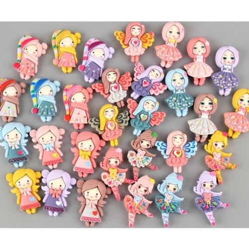 30Pcs Cartoon Scrub Princess Girls Color Resin Accessories DIY Craft Supplies Kids Toys Headwear Phone Shell Patch Arts Material