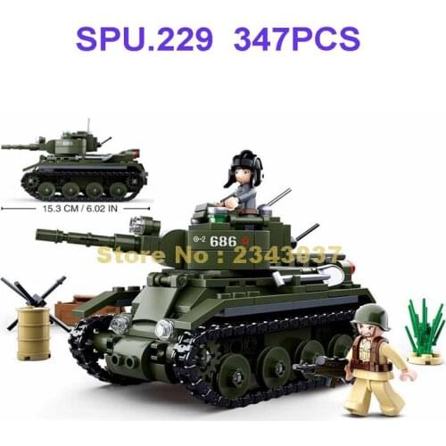 Sluban 0686 347pcs Military Ww2 World War Ii Bt-7 Tank Building Blocks 2 Toy