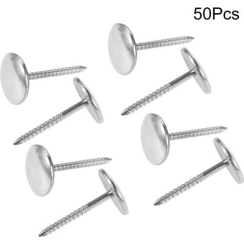 50Pcs Silver Upholstery Nails Threaded Pushpin Jewelry Wood Box Sofa Furniture Zinc Alloy Tack Stud Doornails Decor 12mm*21mm