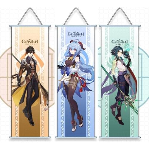 Anime Game Genshin Impact Hanging Pictures Cosplay Anime Eula Tartaglia Ganyu Hutao Keqing Mona Room Decor Props Gift Toys