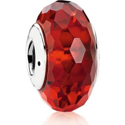 Authentic S925 Bead DIY Jewelry Murano Glass Charms fit Lady Bracelet Bangle Fascinating Red Charm Lady Gift